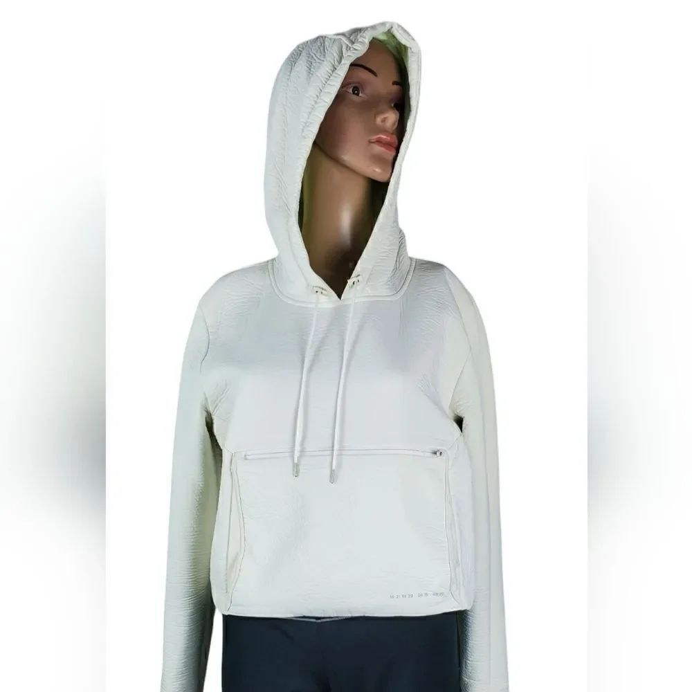 Nike White Faux Leather Pull-Over Jacket